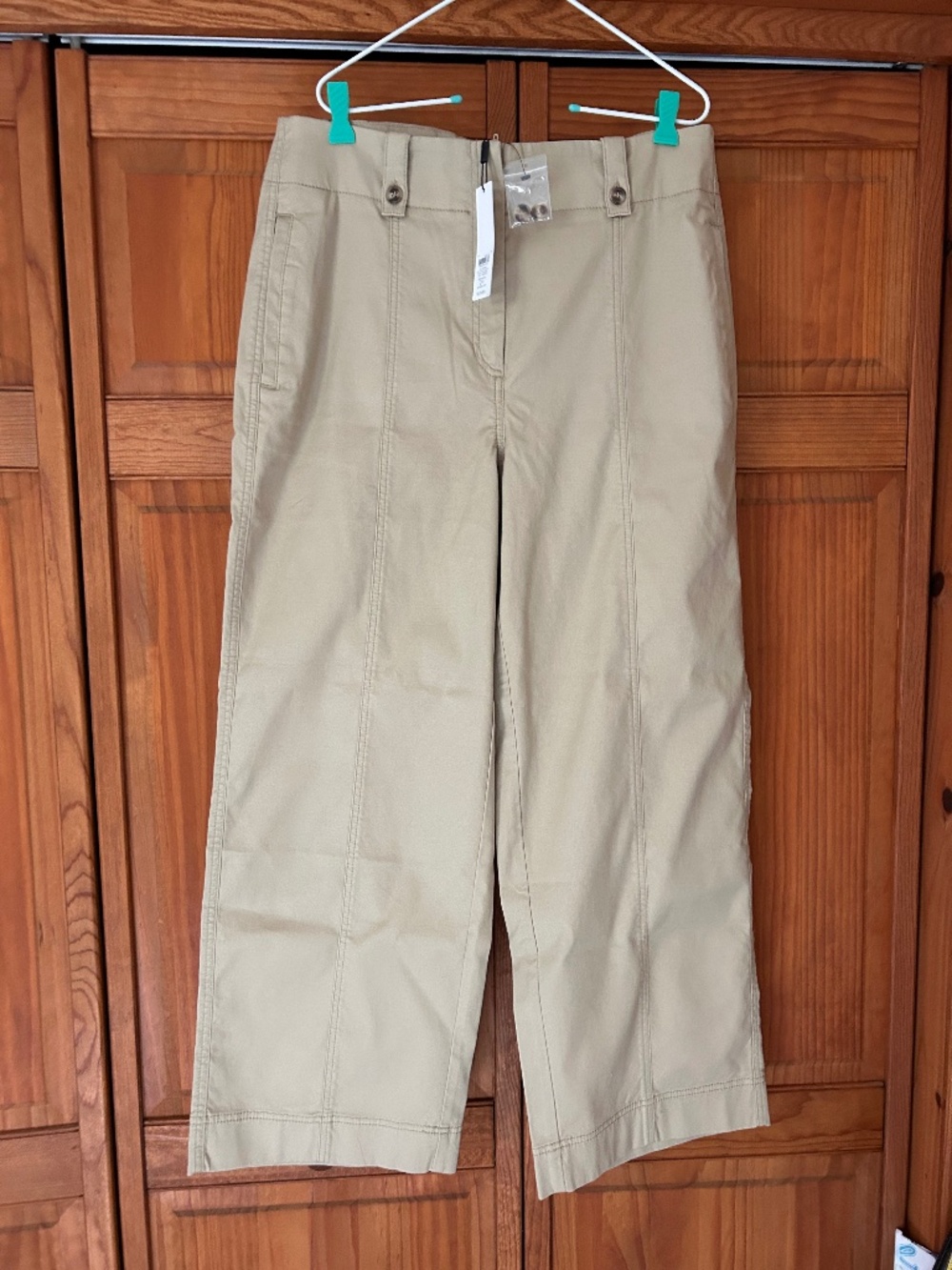 Chico's Khaki Wide-Leg Crop Pants